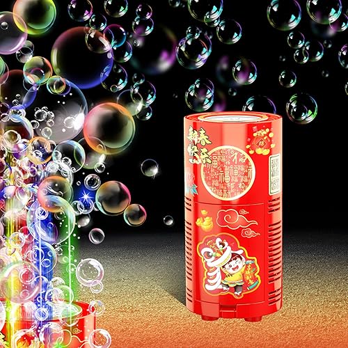 Bubble Machine (13 Holes) with LED Lights, Automatic Bubble Blower Toys, Portable Bubbles Maker for Wedding Christmas Chinese New Years Party