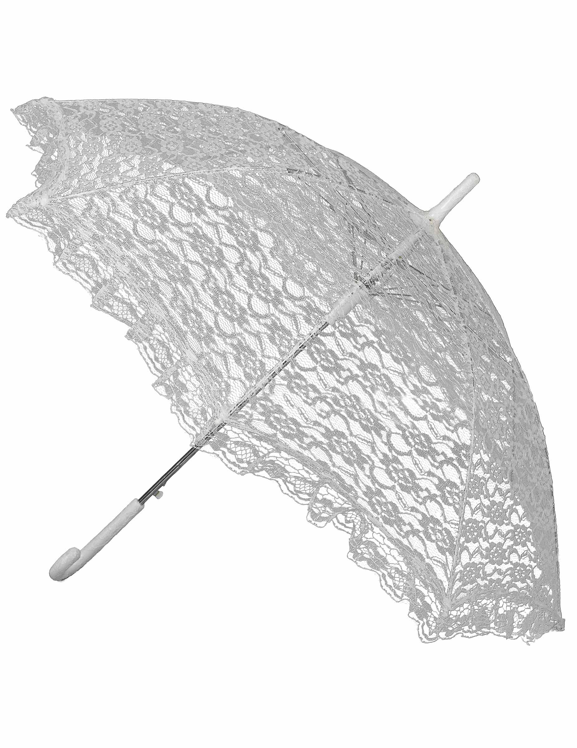 DEGUISE TOI - Ombrelle blanche imitation dentelle - Ombrelle - Taille Unique - Blanc - Accessoires pour déguisement - 100% Polyester - ombrelle : environ 80cm de diamètre, manche : environ 50cm de
