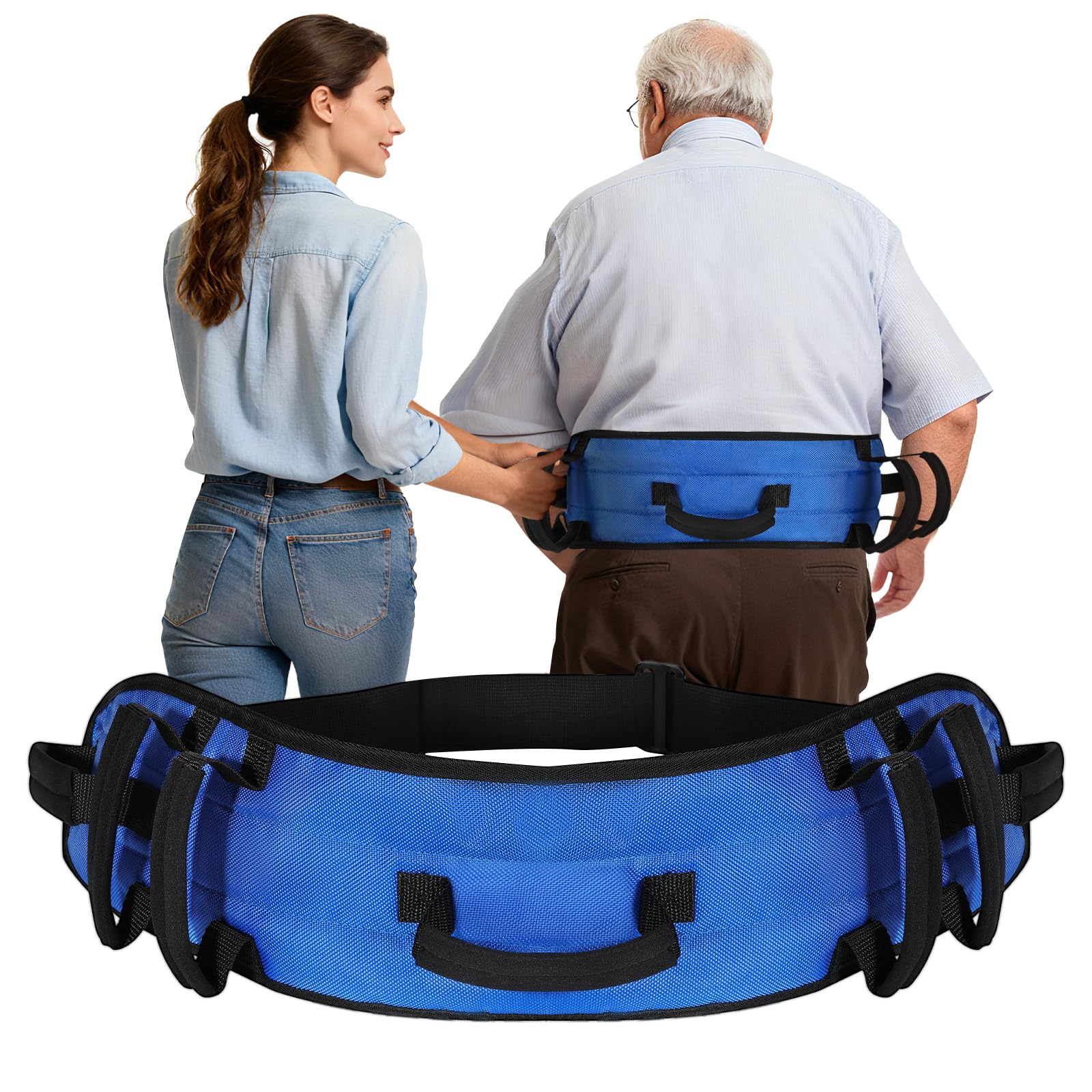 Sponsored Ad – Rhino Valley Gait Belt Transfer Belt for Senior with 7 Handles, Lift Belt with Quick Release Buckle, 59" Anti-Slip Transfer Belt for Elderly, Medical Nursing Safety Patient Assist, Blue & Black