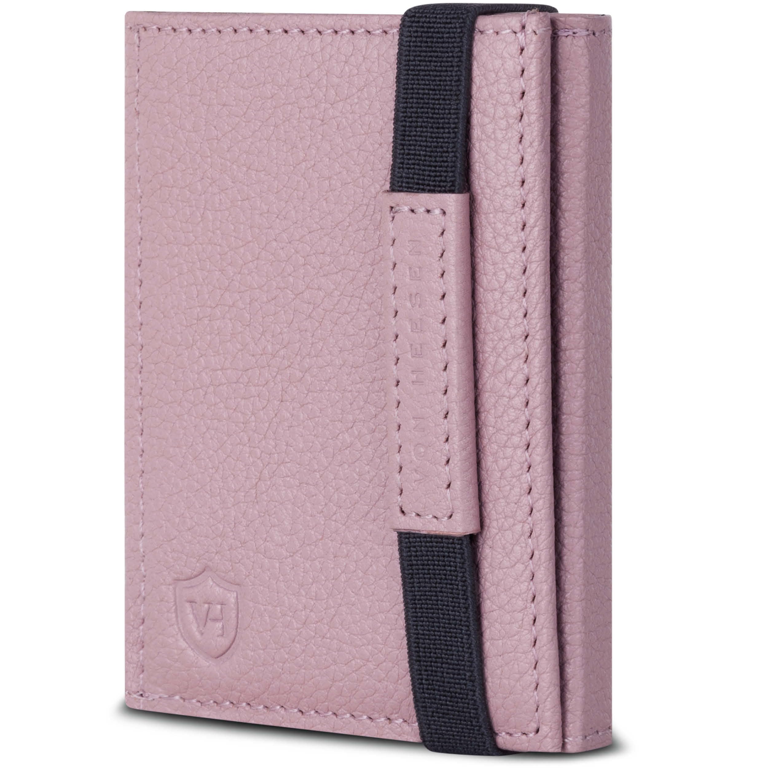 VON HEESEN Slim Wallet mit Münzfach & RFID-Schutz - Mini Geldbörse Herren & Damen - Kartenetui Kreditkartenetui - Portmonee Geldbeutel Portemonnaie klein Lavendel