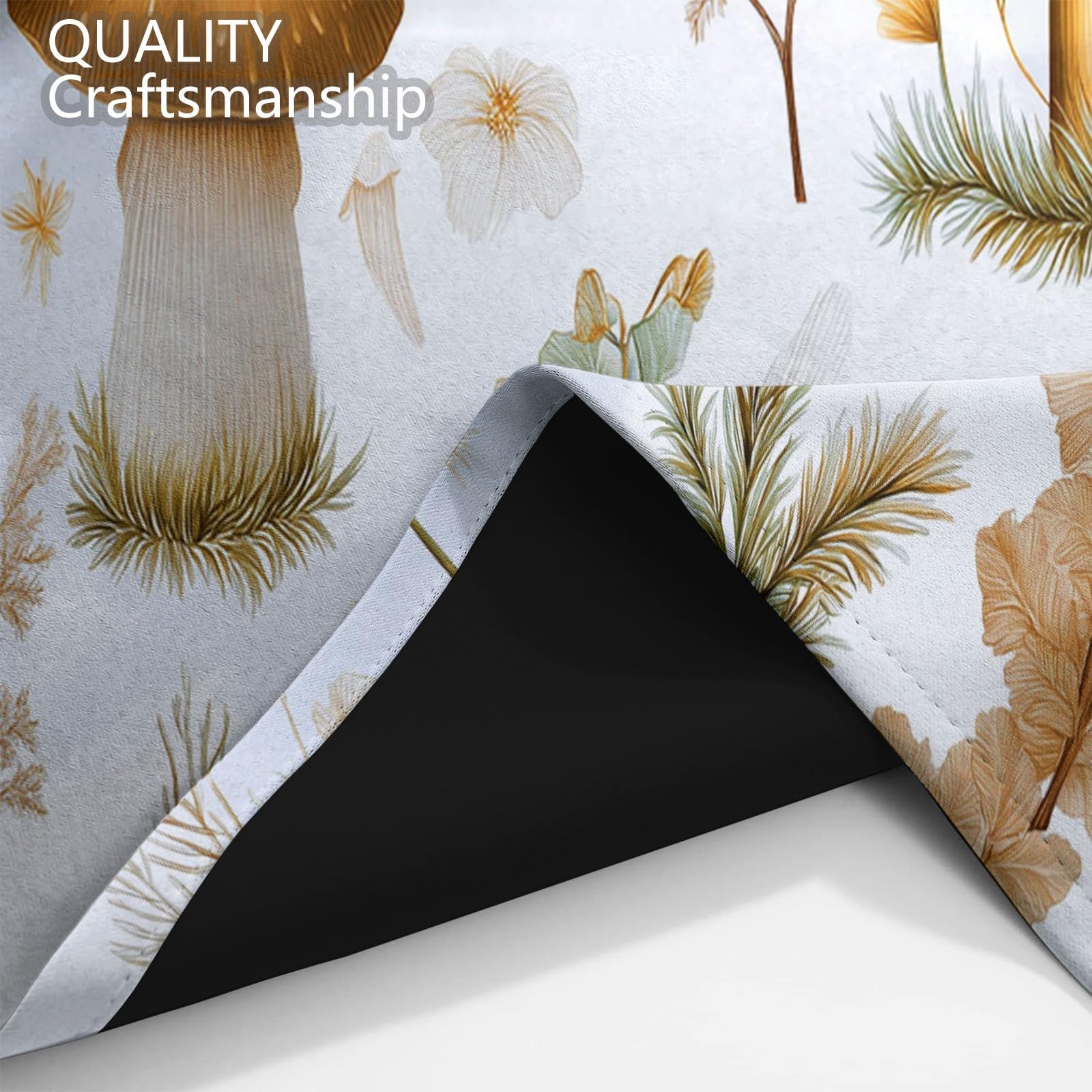 Verdunklungsvorhänge für Pilz, 100 x 178 cm (B x H), für Jungen Mädchen, Blickdichte Gardinen Ösenpaar, Handgezeichnete Pilzen Blumen Und Pflanzen Vorhänge für Kinderzimmer