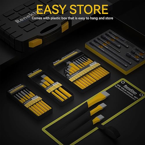 Miniatura 2 de Renekton Juego de punzón y cincel, incluye punzón cónico, cinceles fríos, punzón central, 12 piezas