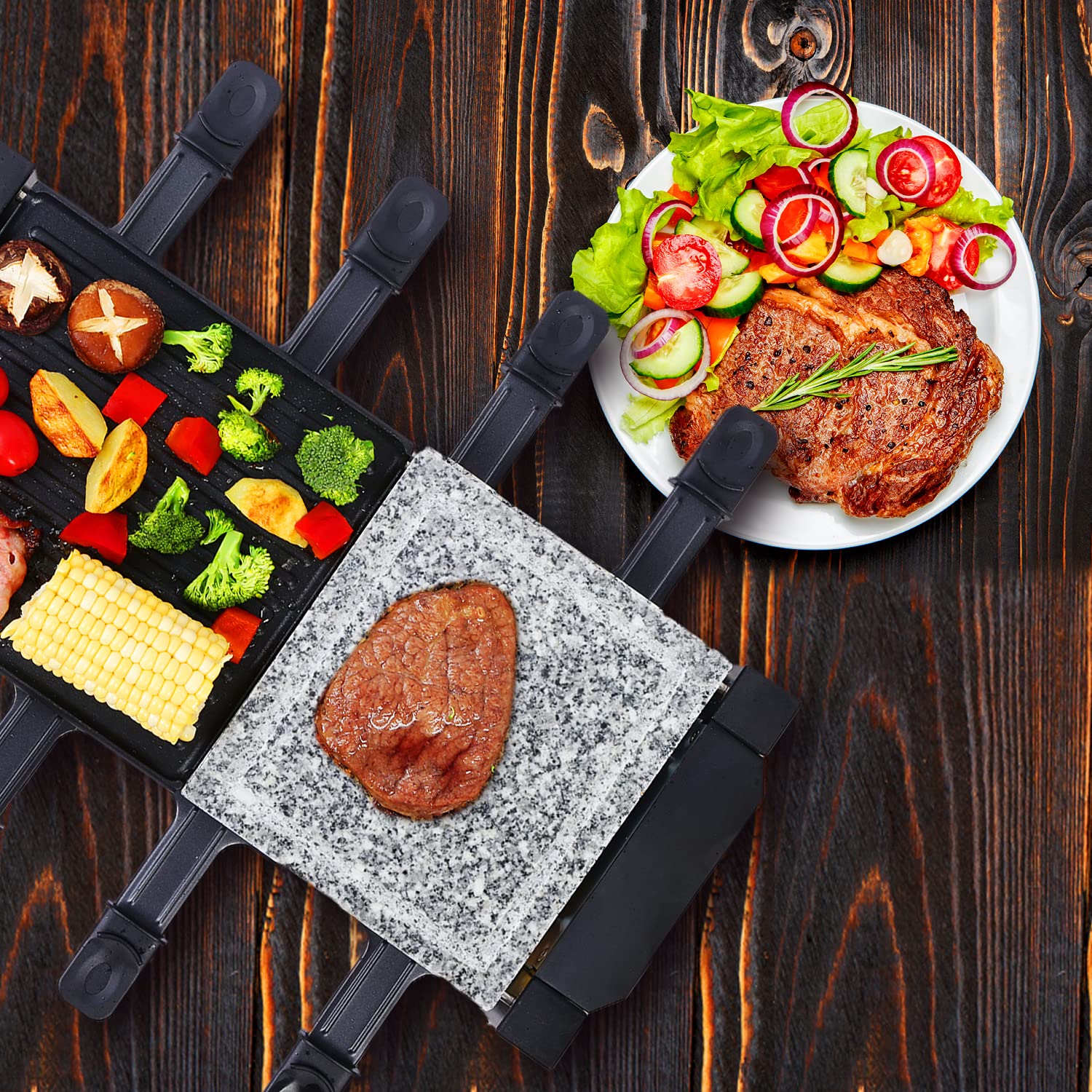 AONI Raclette Table Grill, Electric Indoor Grill Korean BBQ Grill