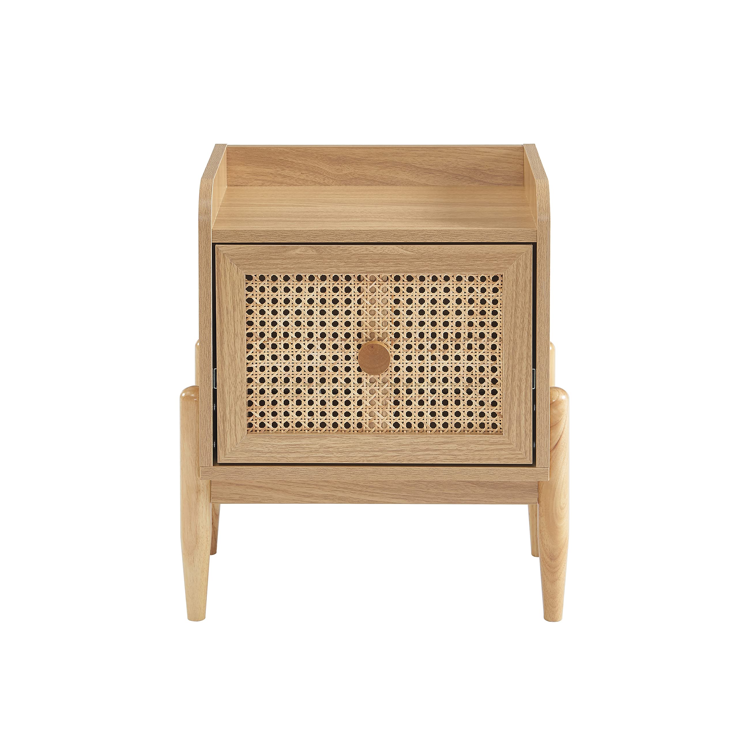 BAÏTA Table de Chevet Enfant Pablo Effet chêne et cannage rotin