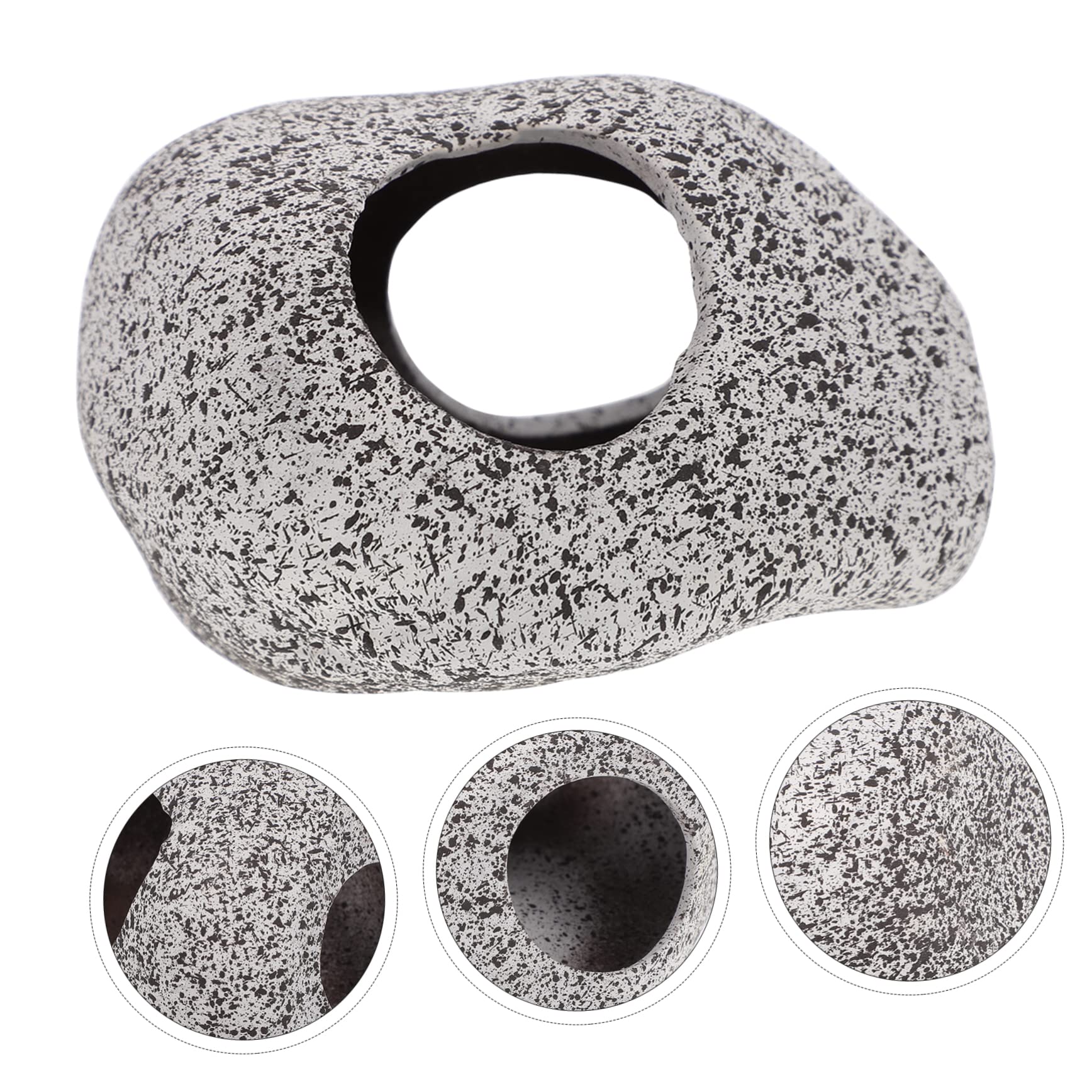 Kisangel 2 Piezas Agujero para Esquivar La Olla De Barro Resto De Acuario Piedra Ceramica Escondite De Cueva De Cíclidos Decoración Pecera Roca Cueva Maceta De Barro Loro Casa Escondite