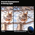K&F CONCEPT 49mm Variable ND Lens Filter ND2-ND400 (1-9 Stops) 18 Multi-Layer Coatings Adjustable Neutral Density Ultra Slim Lens Filter for Camera Lens