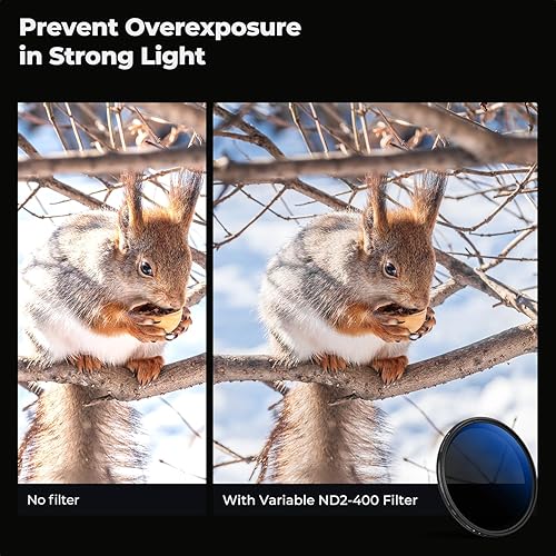Vista 4 de K&F CONCEPT Filtro de lente ND variable de 1.457 in ND2-ND400 (1-9 paradas) 18 recubrimientos multicapa de densidad neutra ajustable Filtro de lente