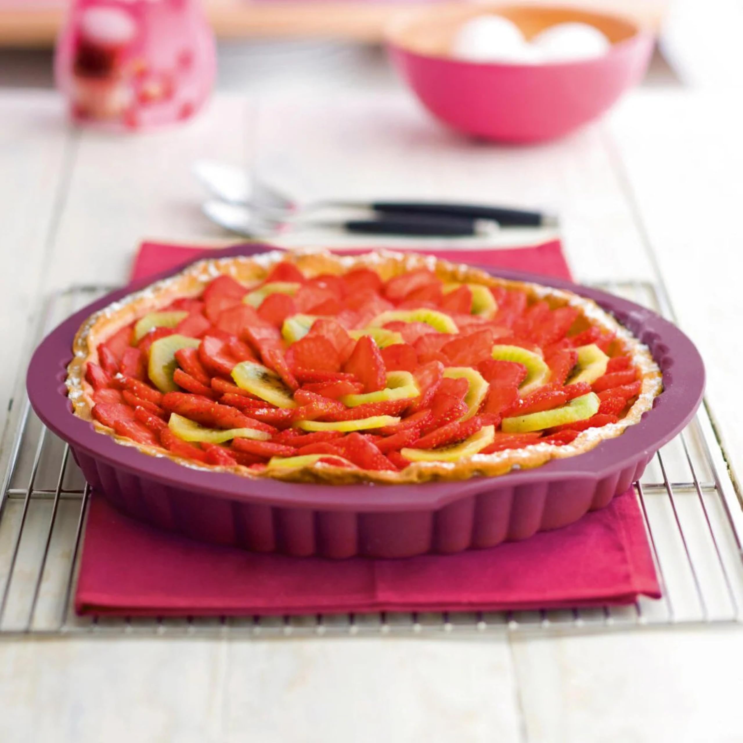 Tupperware Stampo in silicone per torta di mele torta viola liscia e arcuata rotonda stampo in silicone liscio ad arco rotondo