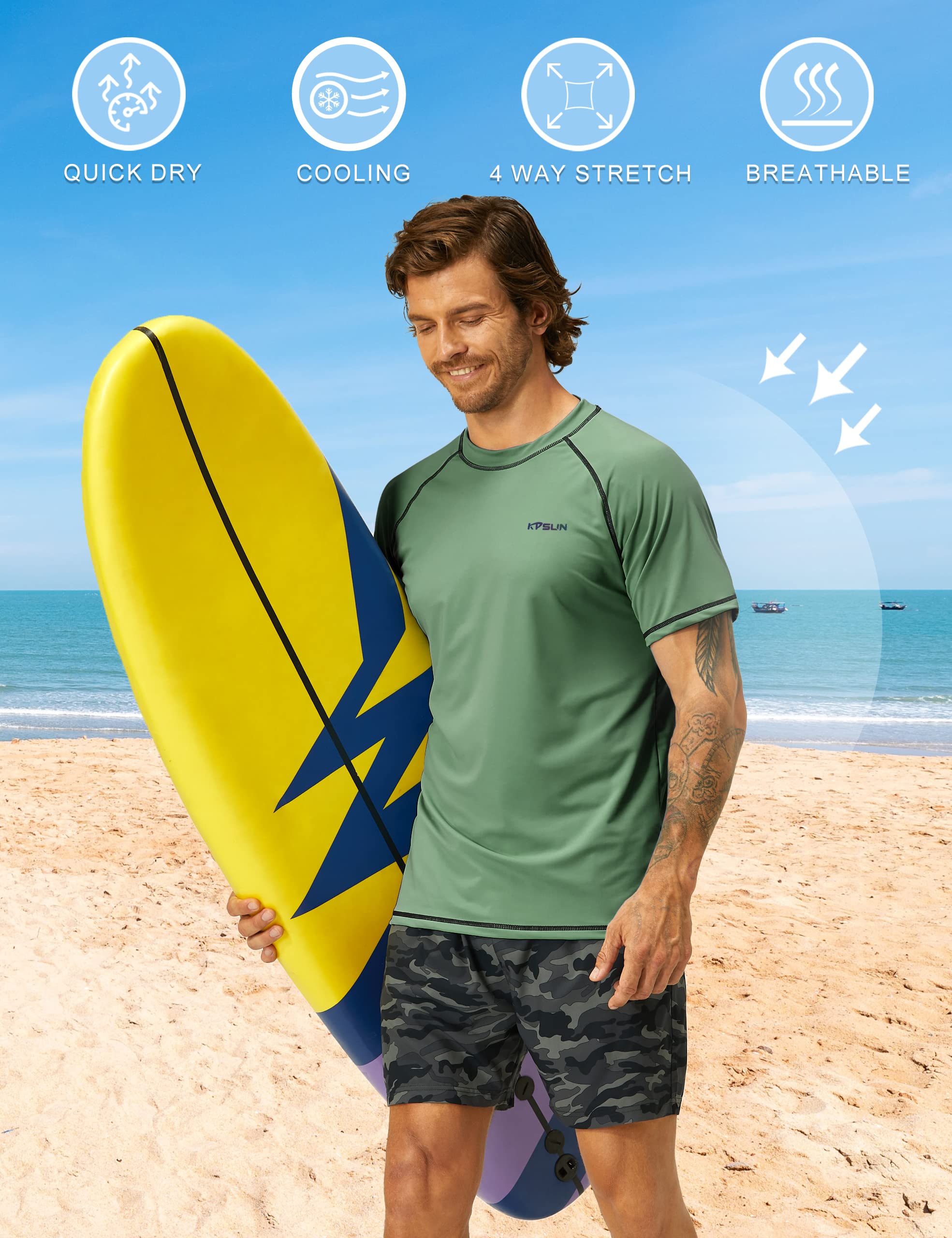 Męskie koszule kąpielowe UPF 50+ ochrona przed słońcem szybkoschnące SPF Rash Guard Outdoor Beach Fishing T-shirty