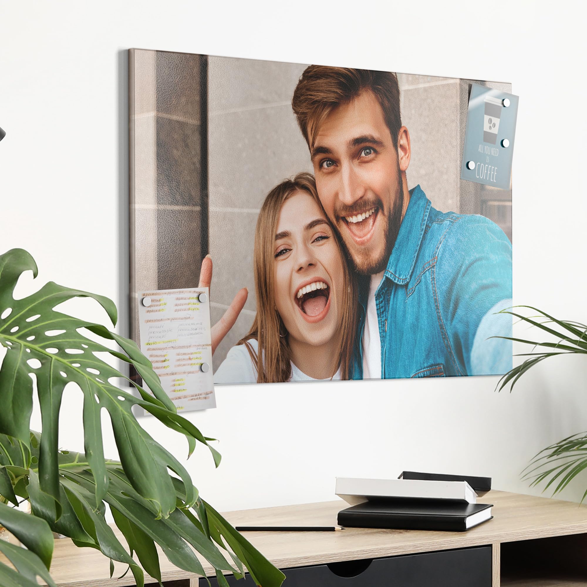 DEQORI personalisierte Metall Magnettafel | 60x40 mit Foto | eigenes Bild | Whiteboard für alle Magnete | Magnetboard Wand-Tafel für Küche & Büro | Design Magnetwand Pinnwand magnetisch