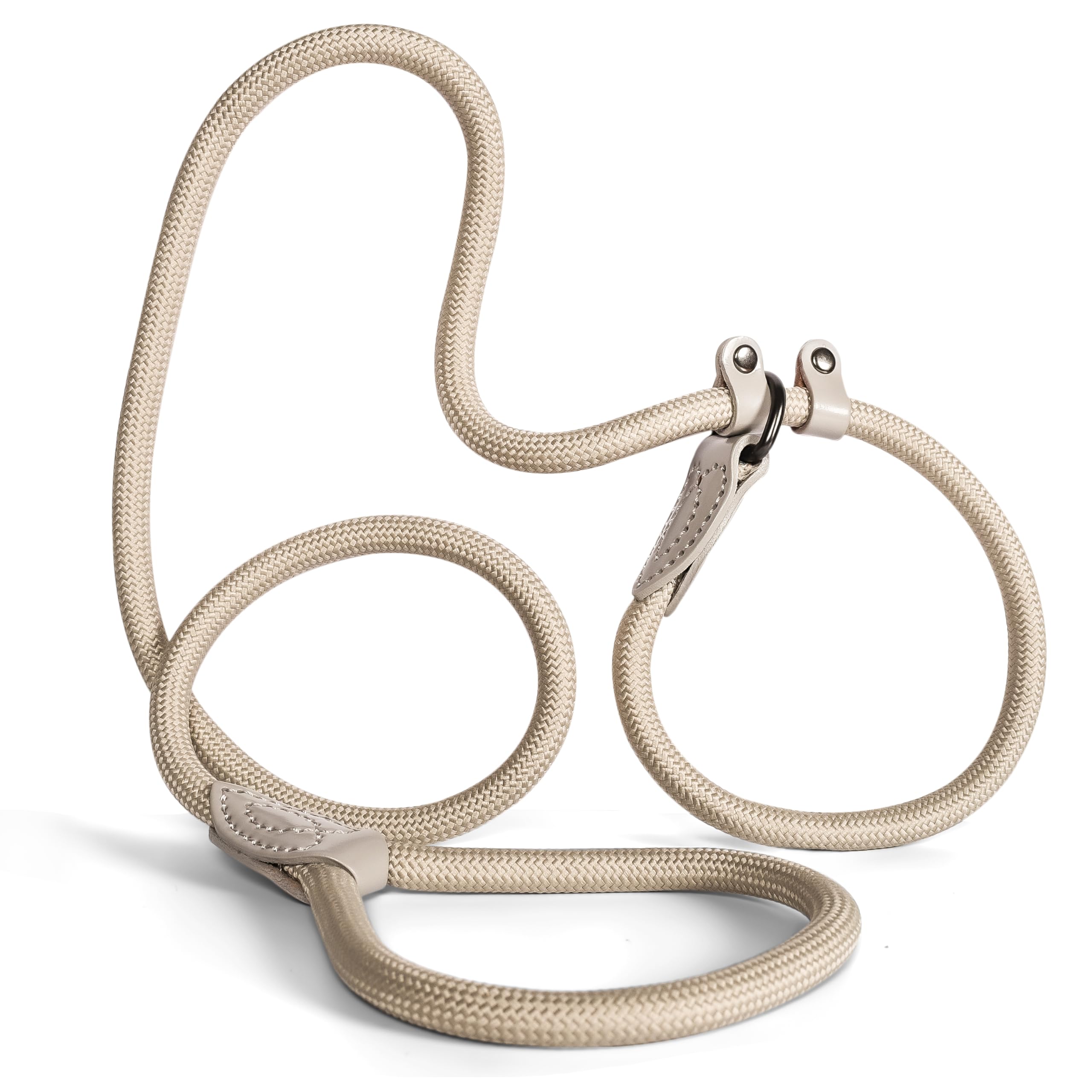 Slip Lead 150 cm for Large & Small Dogs - Collar with Integrated Lead - Slip Leash & Training Lead Dog - Guide Lead for Labrador & Retriever - Shock Absorber (Taupe, up to 5 kg)