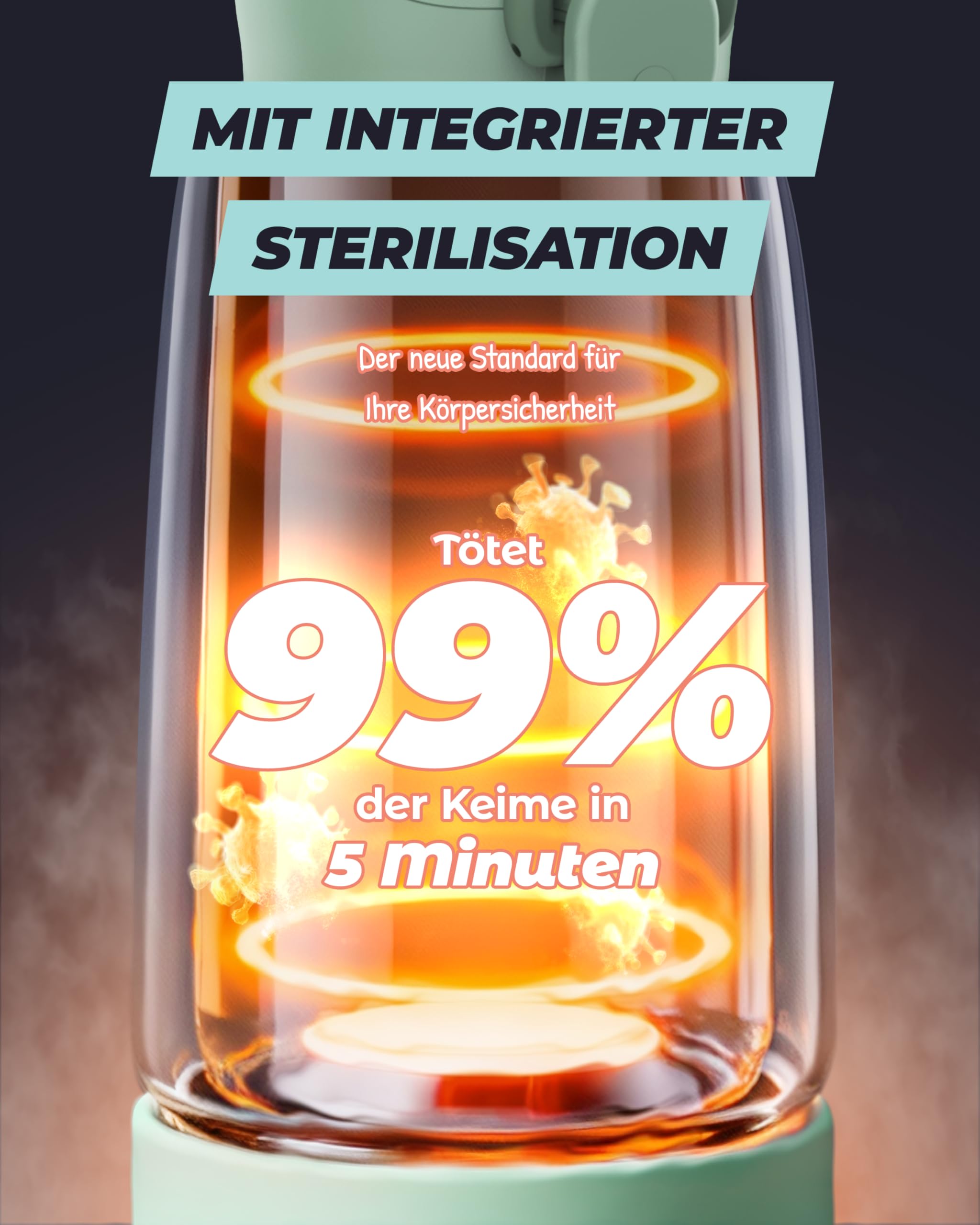 Tragbarer Flaschenwärmer Baby für unterwegs mit Selbstreinigungsfunktion, 100W Schnellaufwärmung, Präzise Temperaturkontrolle, 450 ml Kapazität, Akku für 2–3 Erwärmungen einer vollen Flasche