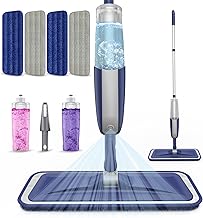 Microfibre Spray Mops for Floor Cleaning - MEXERRIS Wood Floor Mop with Spray 4 Reusable Pads 2 Refillable Bottles - Dust Wet Dry Mops Flat Mop for Hardwood Laminate Tiles Vinyl Home Commercial Use