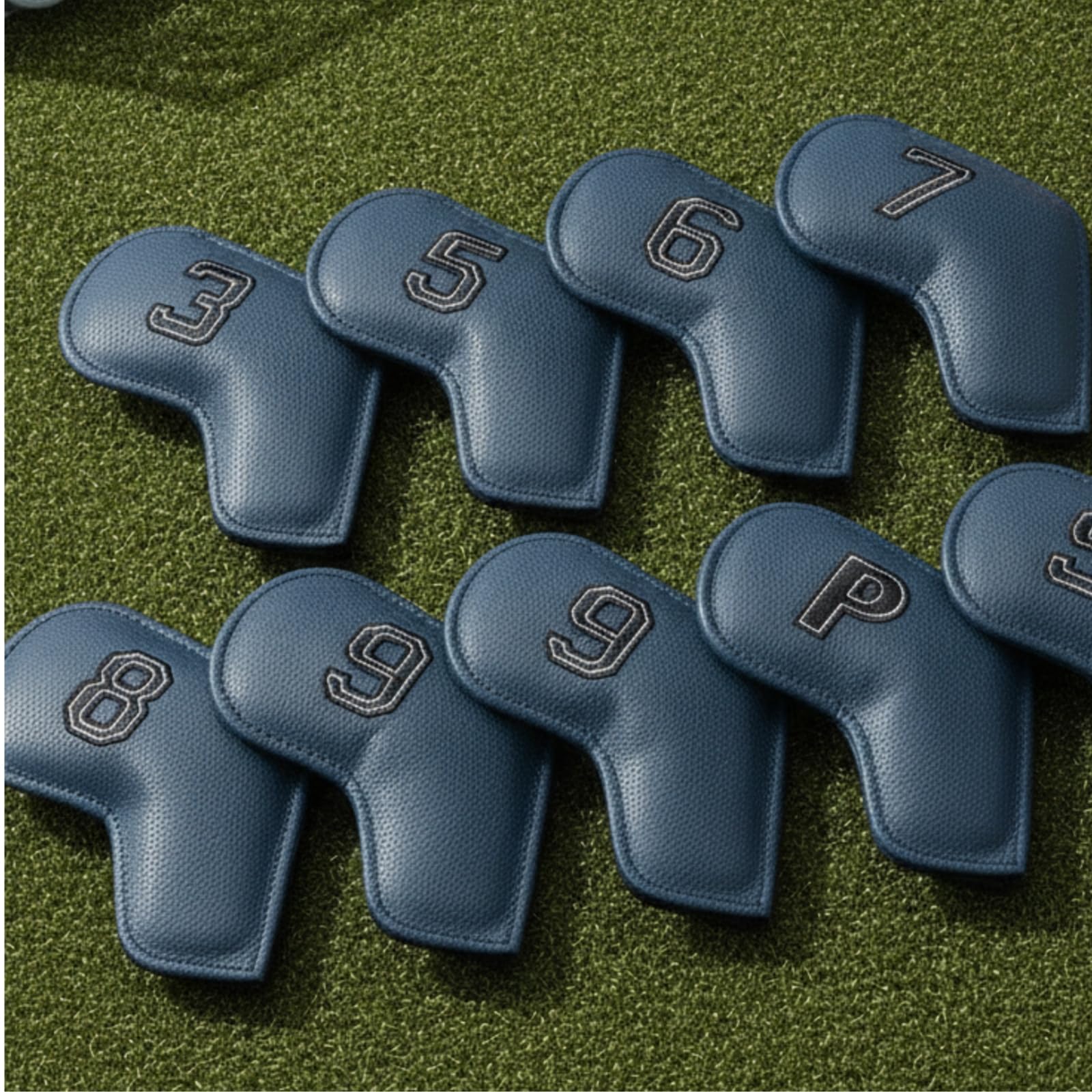 Golf Schlägerhauben Eisenhauben Headcover Schlägerkopfhüllen aus PU Wasserfest Schmutzabweisend für Golfer Anfänger Fortgeschrittene, Schwarz