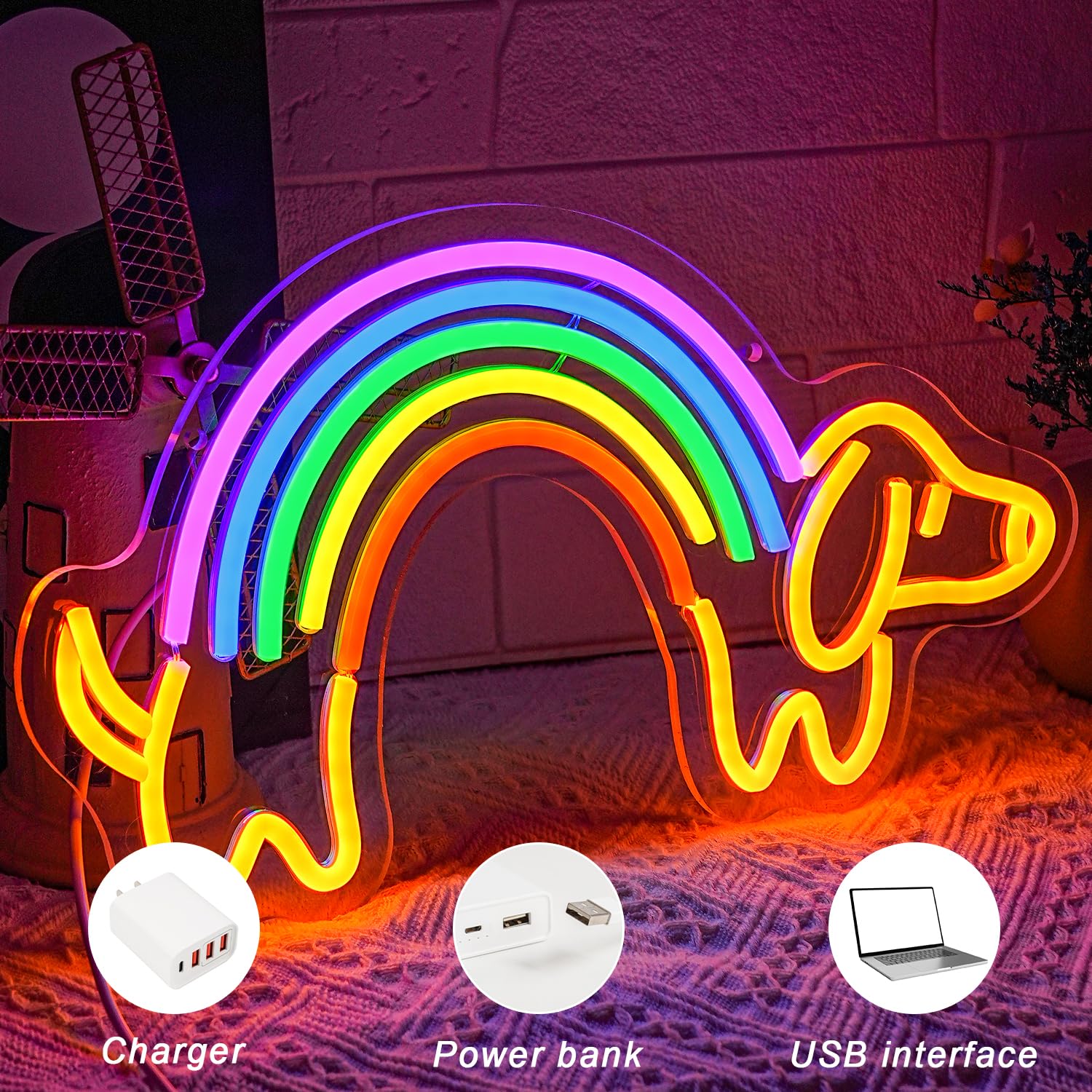 LMSIGNLY Dachshund Neon Sign for Wall Decor Dimmable Dog Neon Light Cute Puppy Neon light Sign Rainbow Light Signs for Pet Shop Kid Room Bedroo Dog Lovers Pride Gifts Christmas Decor - Image 4