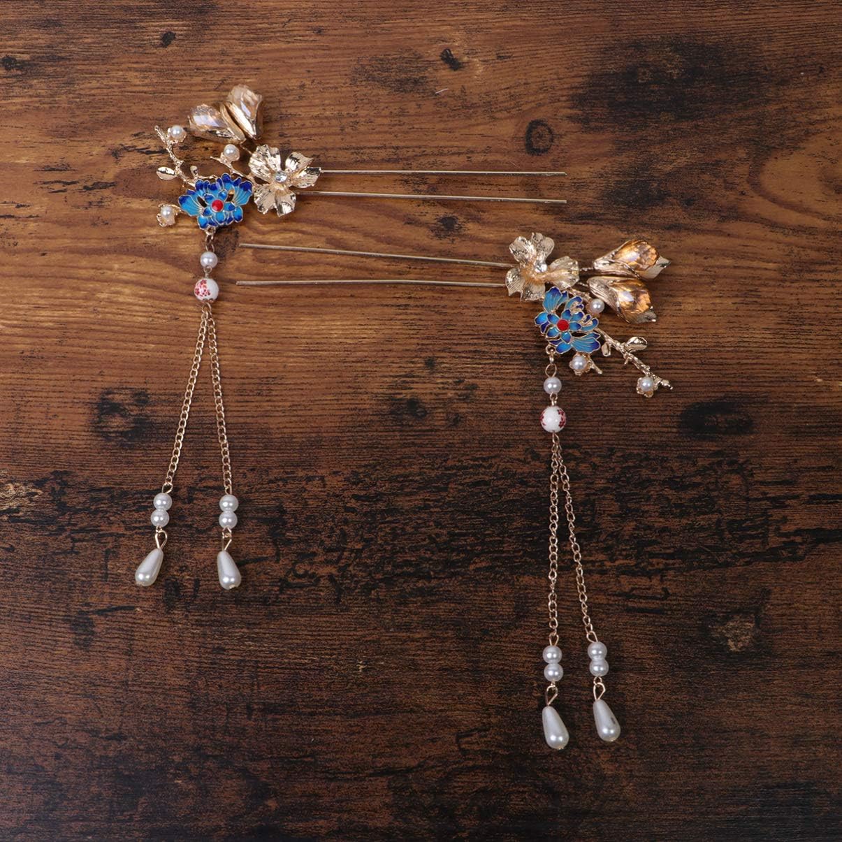 Minkissy Chinese Hair Stick, 1 Pair of Retro Hair Chopsticks Hairpin Japanese Chignon Pin Vintage Hair Accessories - Image 4