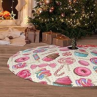 Vista 6 de Ftuiylu Colorida piruleta de caramelo, macarrón, cupcake, dona, árbol de Navidad, falda de 36 pulgadas para Navidad, Halloween, Año Nuevo