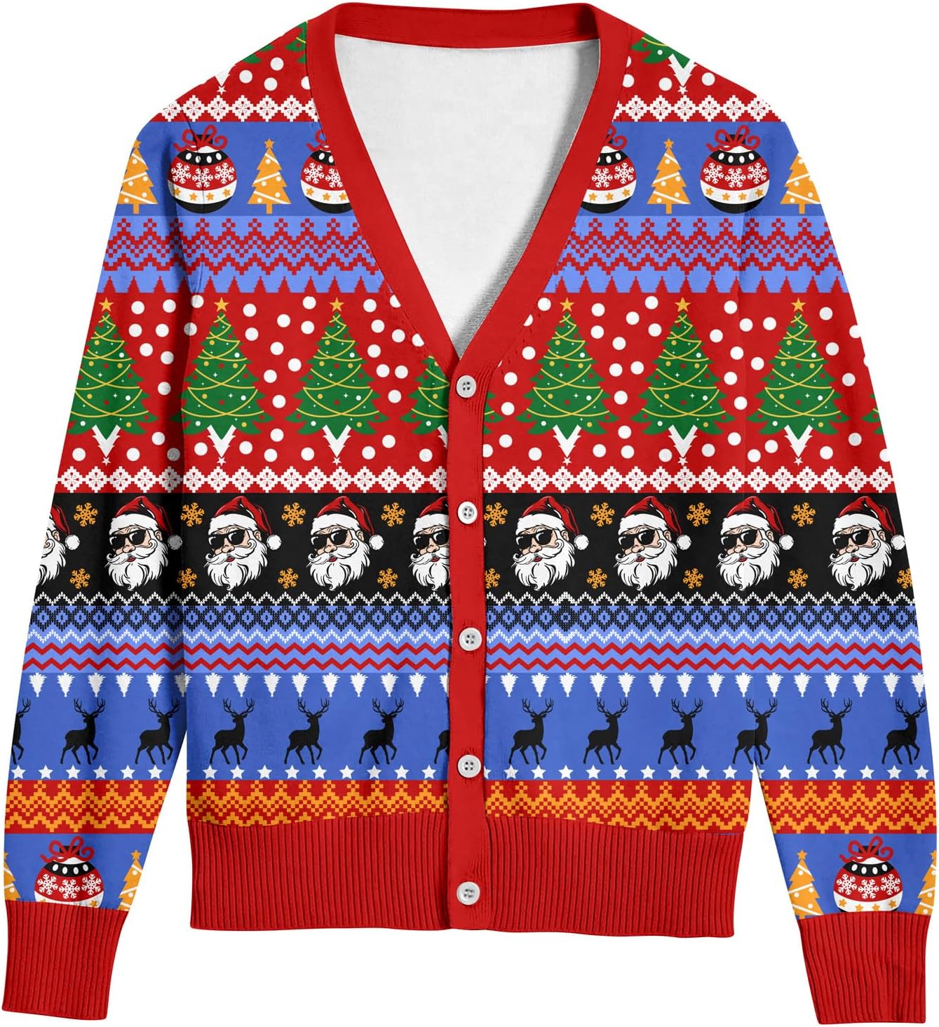 Goodstoworld Men's Ugly Christmas Cardigan Cozy Pullover Sweater V Neck Buttons Soft Knitwear