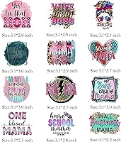 Vista 2 de 12Pcs Wife Mom Boss Iron On Decals for Clothing Mama Iron On Patches Washable DIY Heat Transfer Stickers for T-Shirt Jeans