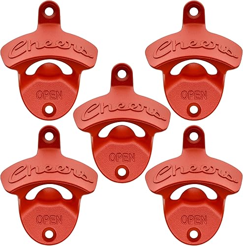 Miniatura 10 de Abridor de botellas Cheers montado en la pared de acero inoxidable para cerveza, montaje en poste dorado antiguo (paquete de 2) Cobre Antiguo,Plata