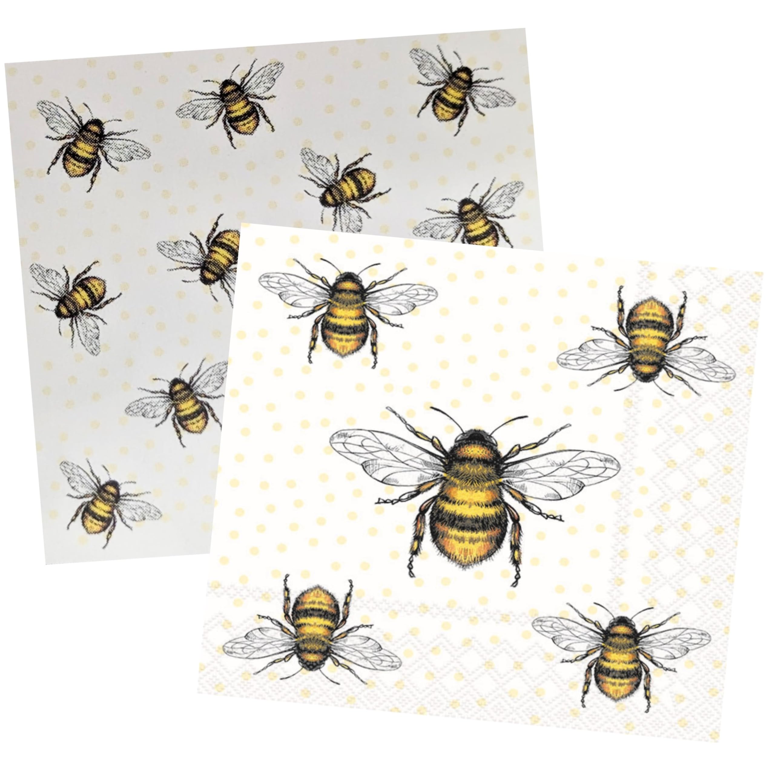 20-ct 6.5 Bee Napkins for Decoupage Bee Dinner Napkins Paper Bee Cocktail Napkins Cute Honeybee Napkins Decoupage Napkins with Bees Decorative Napkins Luncheon Size Beverage Bee Family Napkins