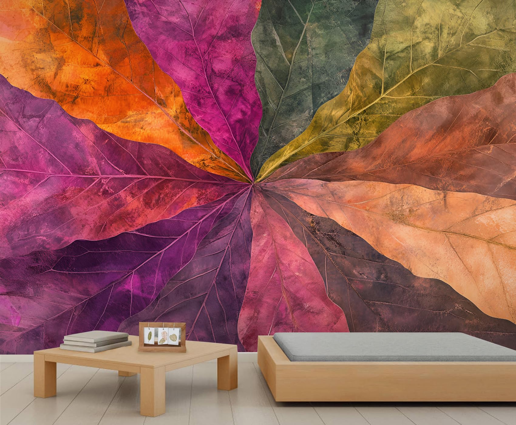 Creative Leaves Wall Murals 400x280cm Colorful Leaves Large Mural Modern Mural Wallpaper for Bedroom Leaf Wall Decor (Not Peel n' Stick) — image 1