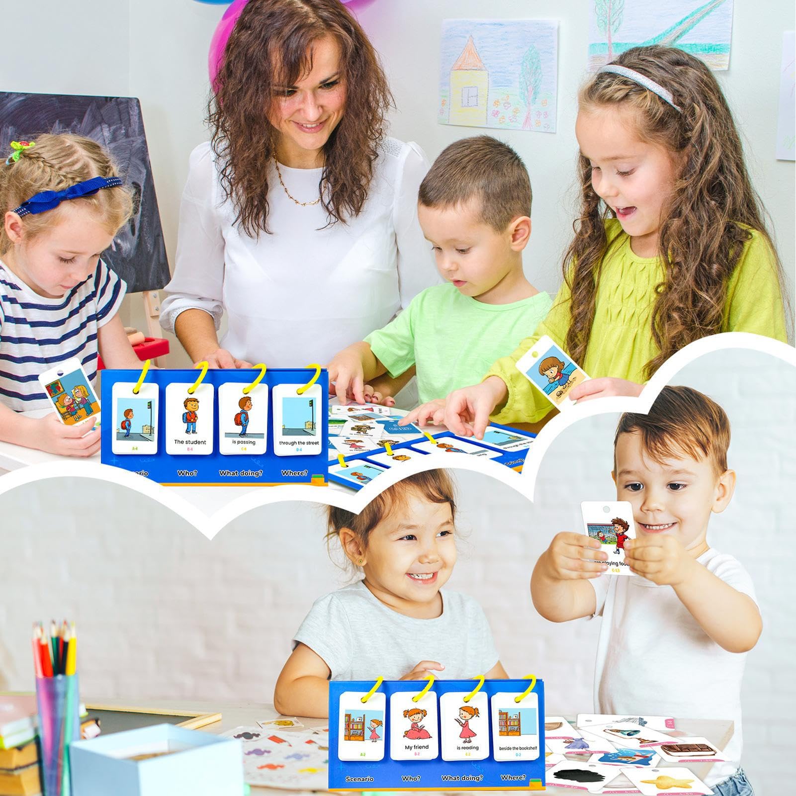Phonics Flash Cards - Lettre éducative Jeu Son pour Les | 80x Cartes d'apprentissage en Anglais avec Images et Texte, Outils de Lecture préscolaire, Aides pédagogiques en Classe, Jeu de Cartes