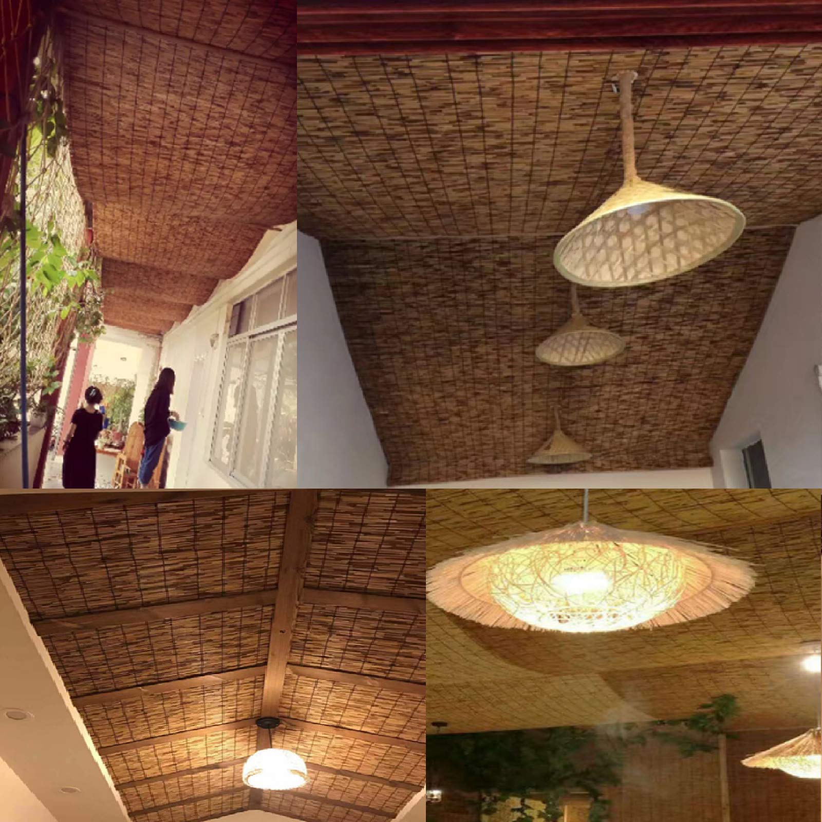 Rideaux en Roseau de Carbonisation,Store Enrouleur Bambou,Rideau de Paille,Tissés à La Main,Store Anti-Regard,Décoration Intérieure/Extérieure (150 * 180cm/59 * 71in)