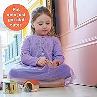 Vista 6 de Mentari Juguetes – Juego de mascotas para perros y gatos – 7 piezas de casa de muñecas de madera accesorios para mascotas con perrera, perro, gato