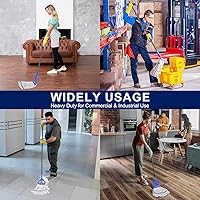 Vista 2 de Trapeador industrial comercial de alta resistencia con 2 cabezales de fregona adicionales de repuesto, mopa húmeda de algodón de 59 pulgadas