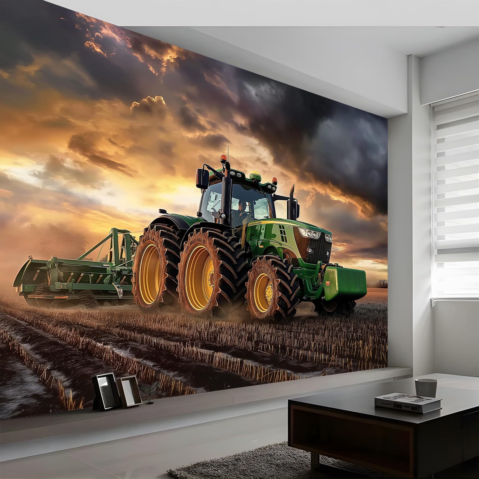 Fototapete Traktor Landwirtschaft 350x256 cm Tapete 3D Vlies Wanddeko Wallpaper Wandtapete Dekoration Study Zimmer Wohnzimmer Restaurant Cafe