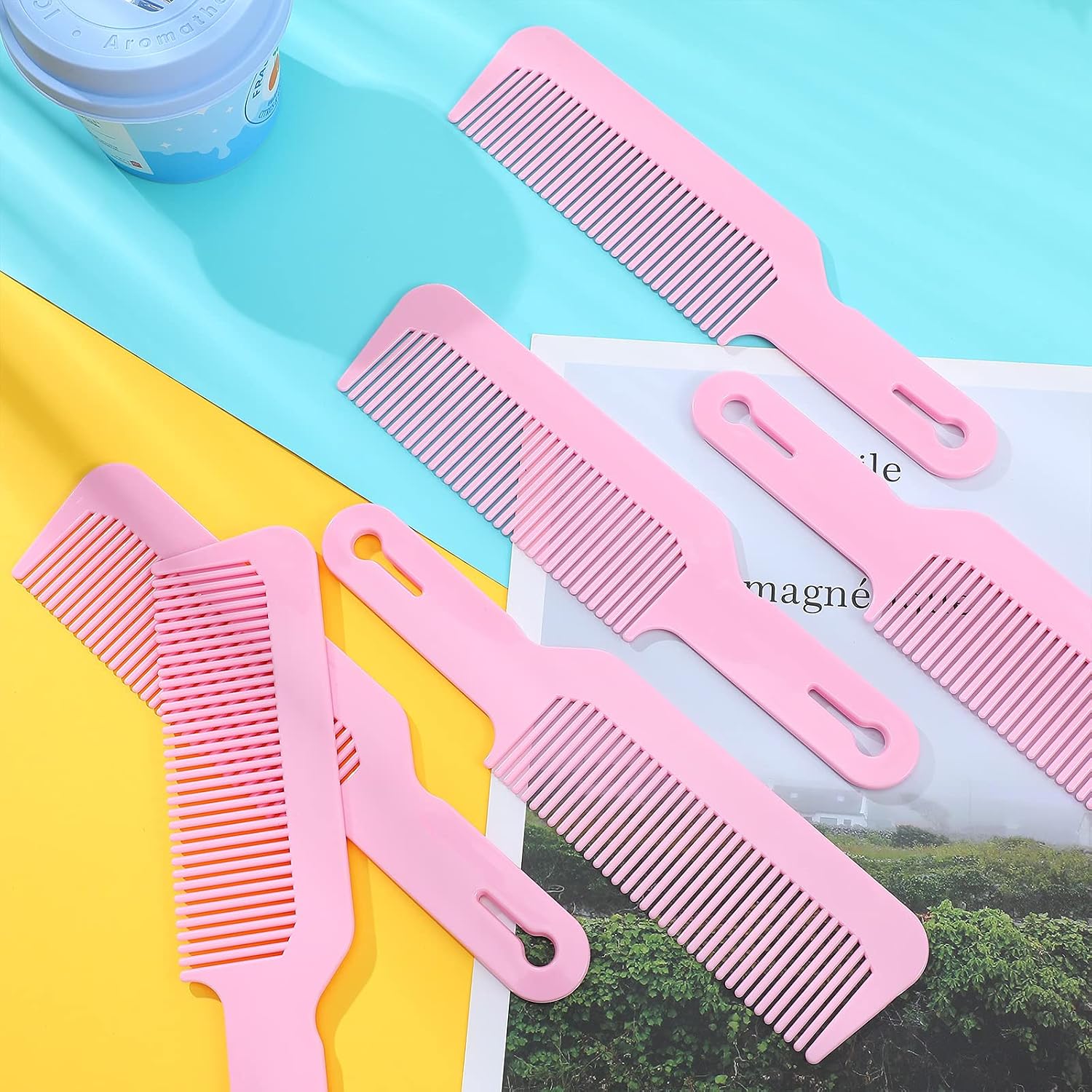 Boao 6 Pack Pink Heat Resistant Flat Top Hair Combs, 9 Inch Clipper Comb image 5