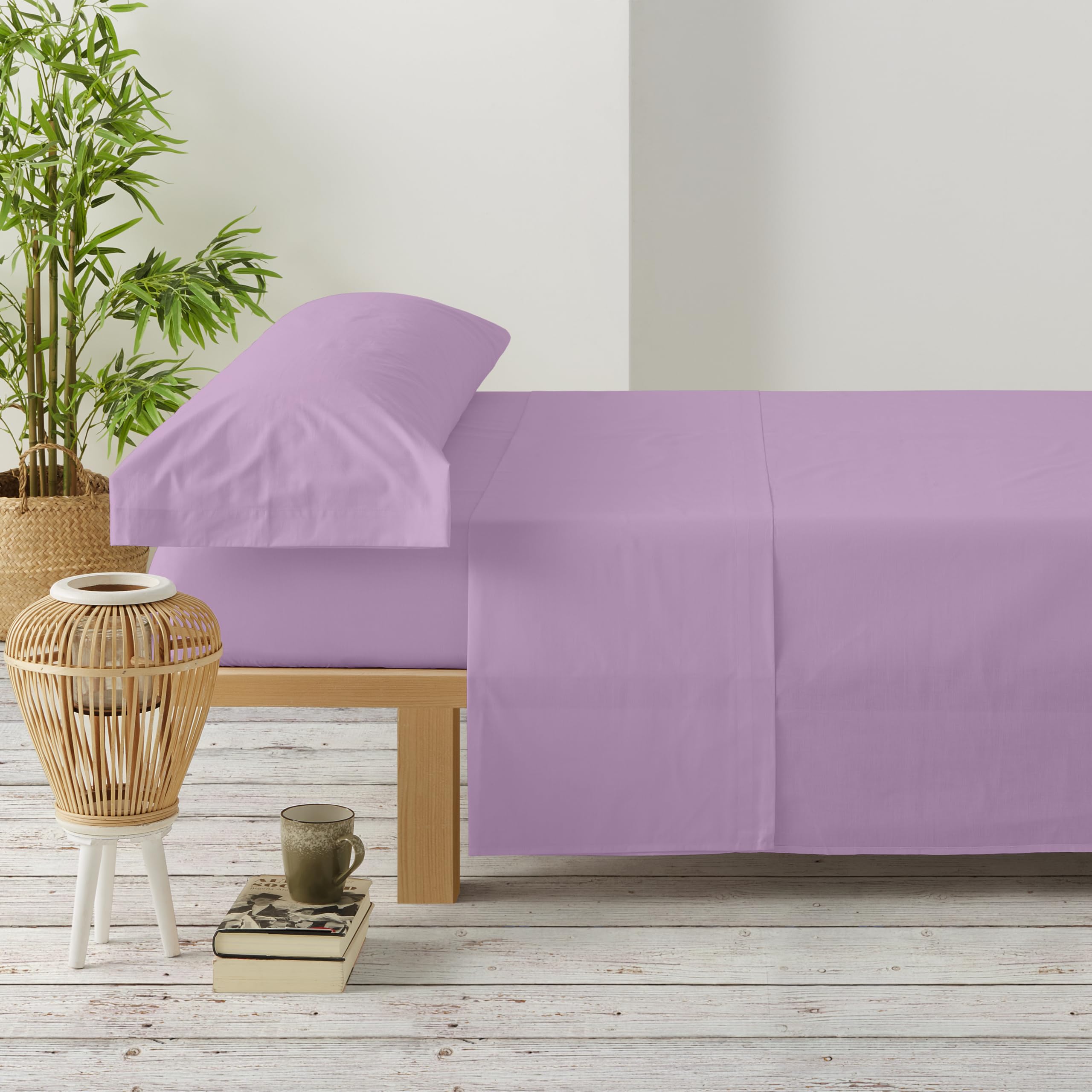 Degrees home - Premium - Juego de sabanas 105 x 190-3 Piezas -1 Sabana, 1 Bajeras Ajustables y 1 Fundas de Almohadas de 105x45 - Microfibra cepillada (Cama 105 - Lila)