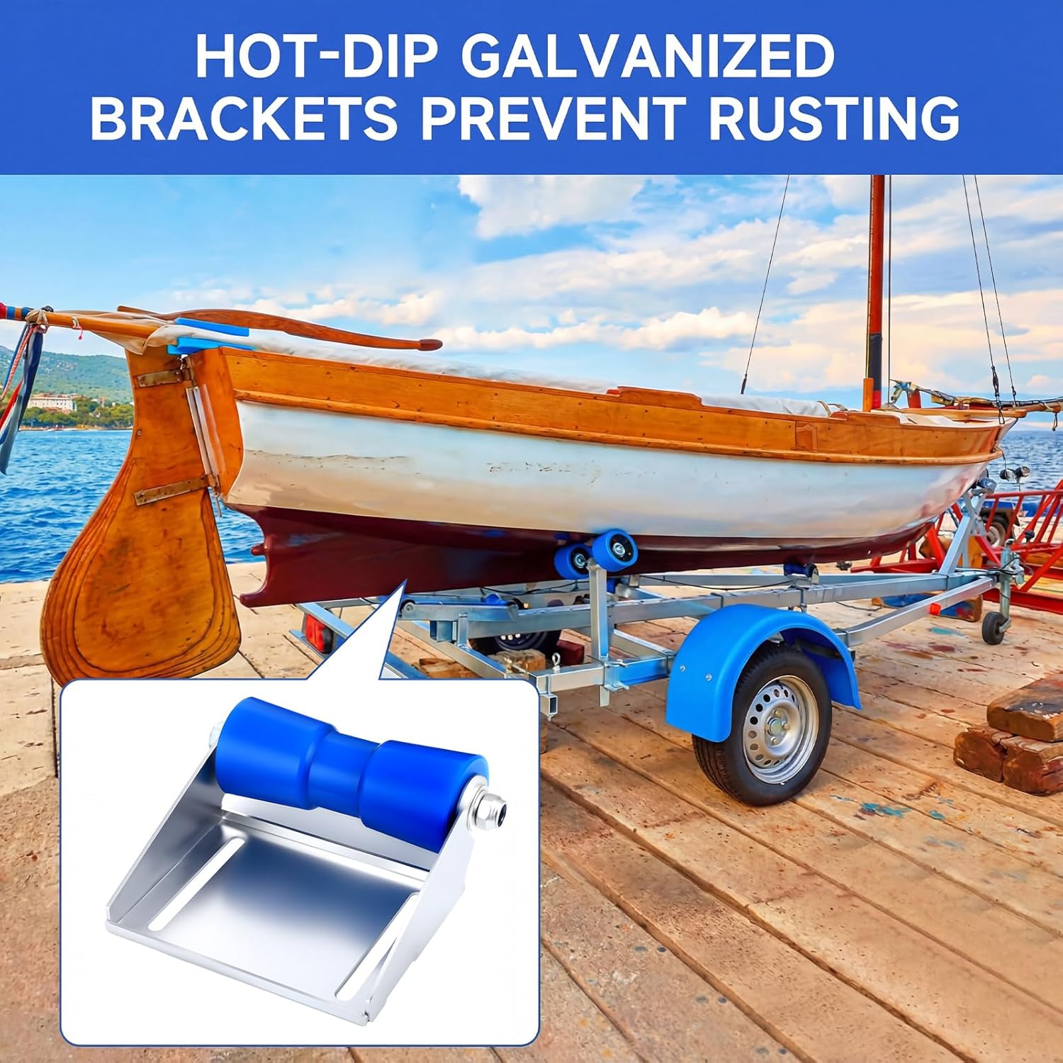 Lounsweer 2 Pcs Marine Boat Trailer Roller Kit - 8" & 5" Anti-Corrosion Rollers, Durable for Fishing/Leisure Boat Trailers