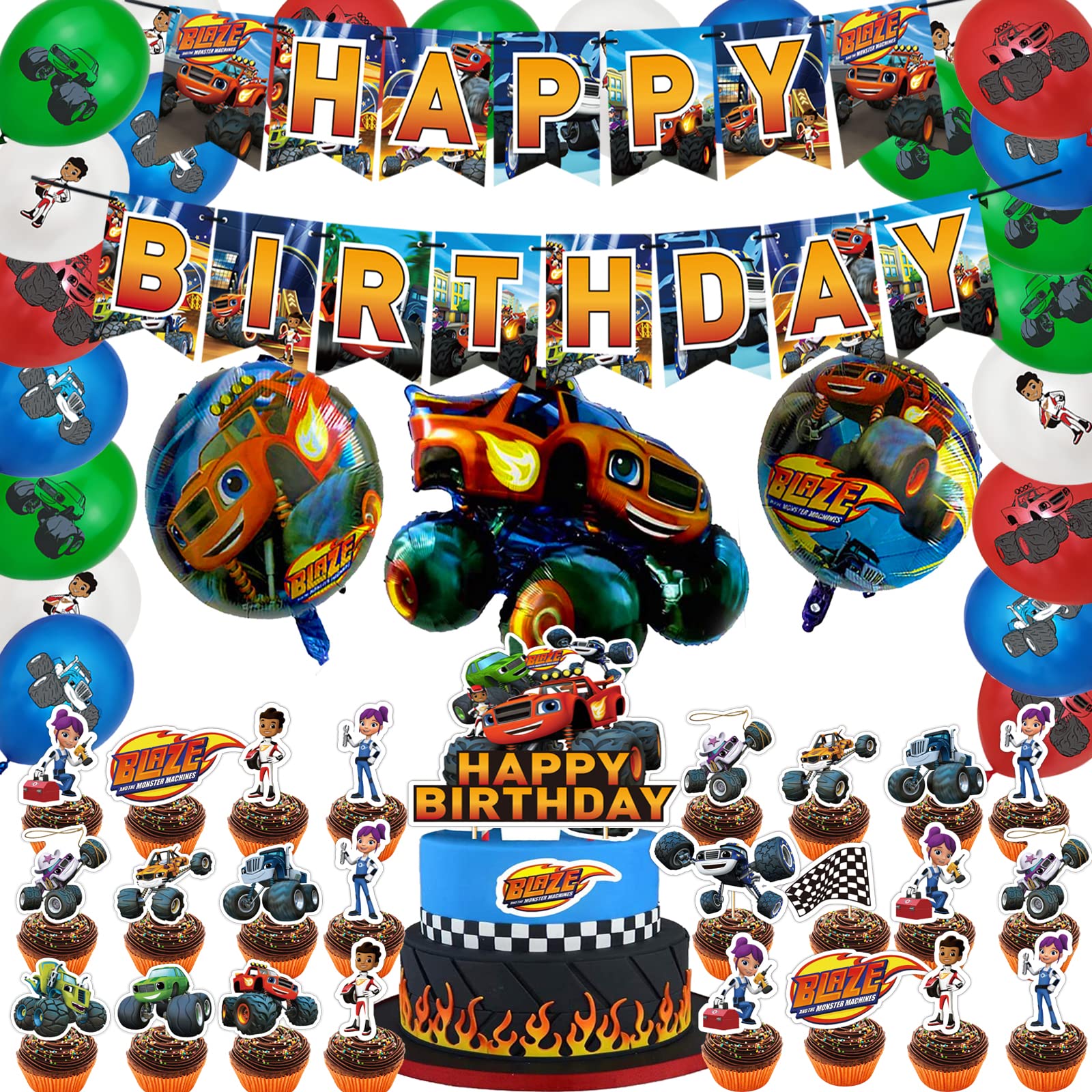 Buy Blaze And The Monster Machines Party Supplies 53pcs With Birthday 