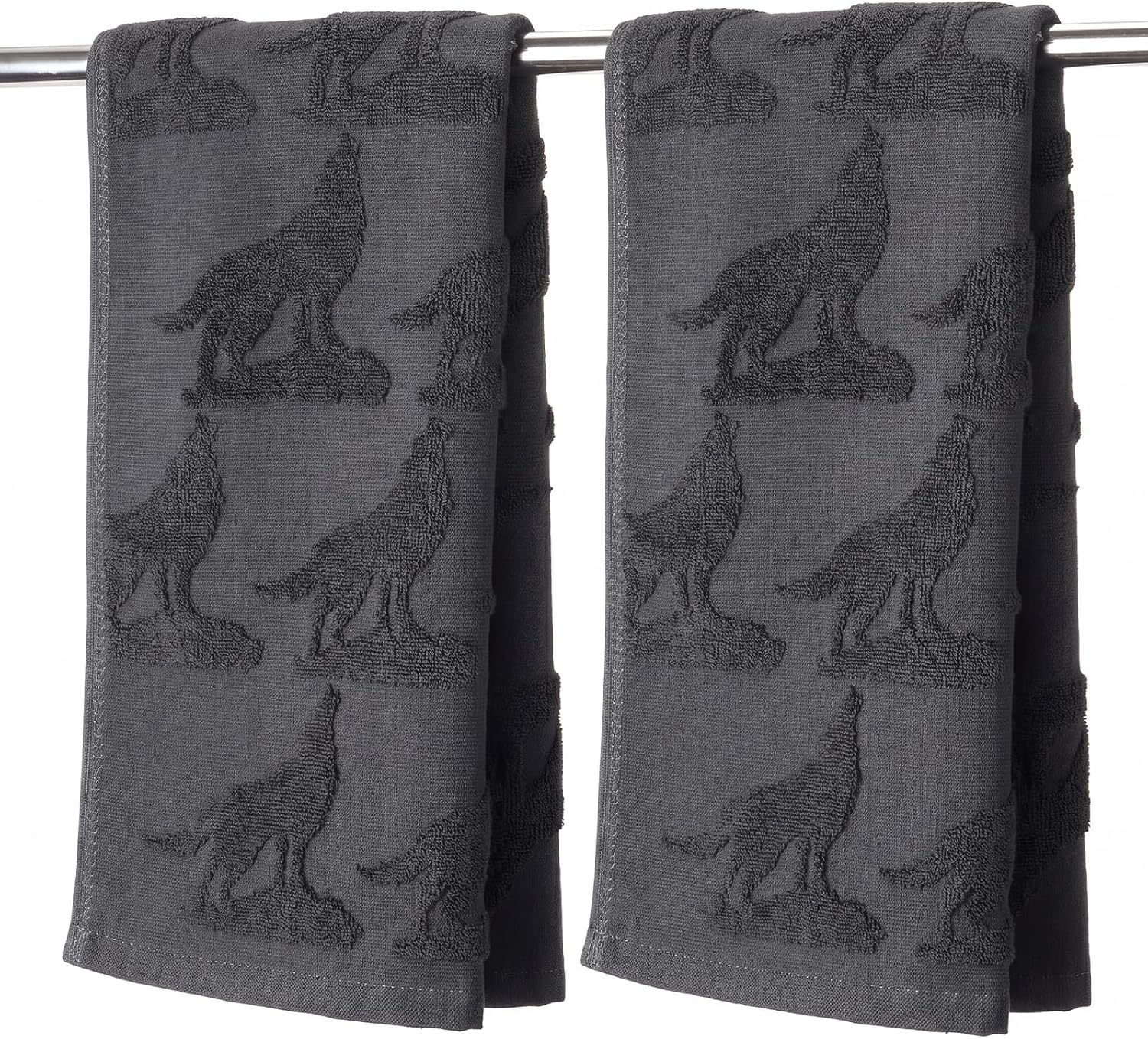 2 Pcs Moose and Bear Hand Towels for Bathroom, Rustic Cabin Decorative Cotton Jacquard Towels, Soft Absorbent Farmhouse Guest Towel for Kitchen Bath Decorations, Brown, 13.7 x 29.5 Inch