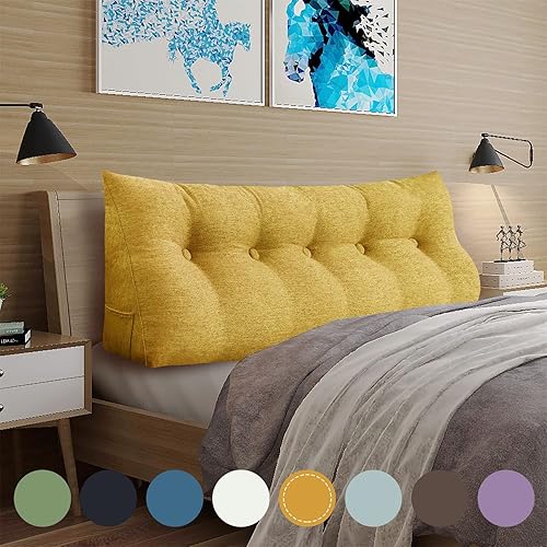 Vista 51 de WOWMAX Almohada de cabecera tamaño Queen Triangular Almohada de cuña para cabecero, almohada grande para cama con funda extraíble, 85% lino 15%