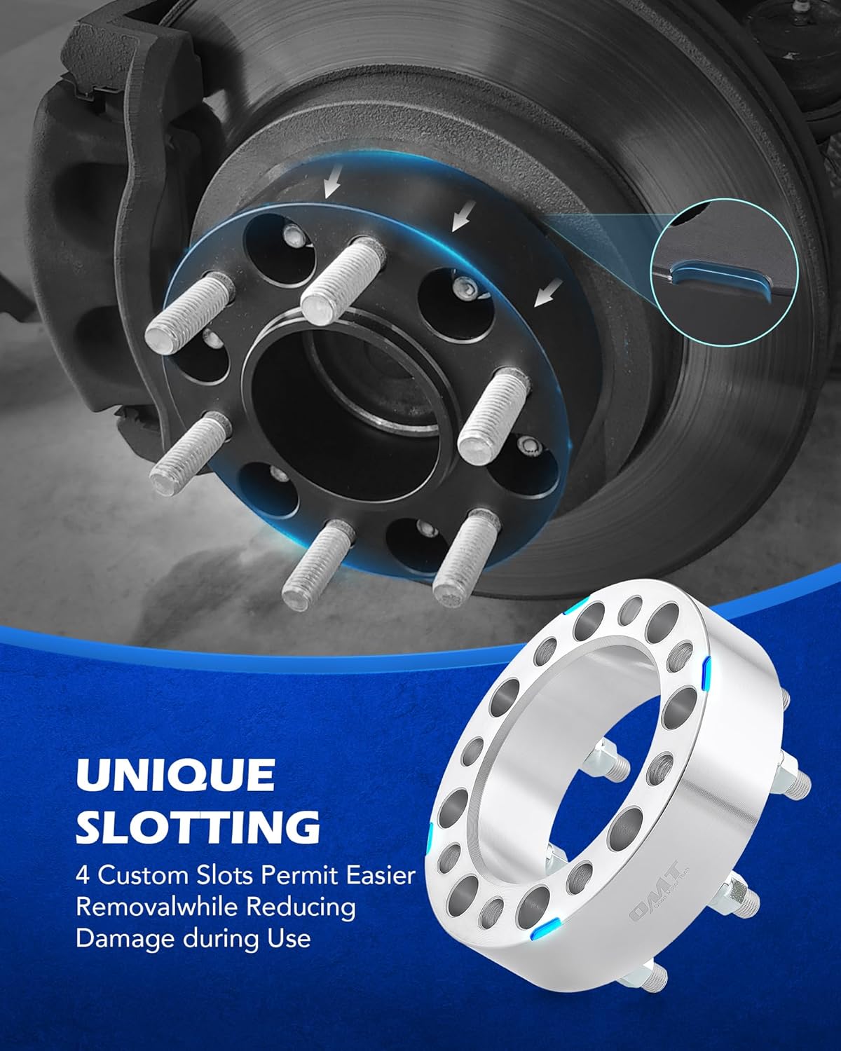 Orion Motor Tech 8x6.5 Wheel Spacers, 2 Inch Wheel Adapters with Studs Compatible with 1994-2011 Dodge Ram 2500 3500 1988-1998 Ford F250 F350, 8x165.1 Wheel Spacer Kit with 130 mm Hub Bore, Set of 4