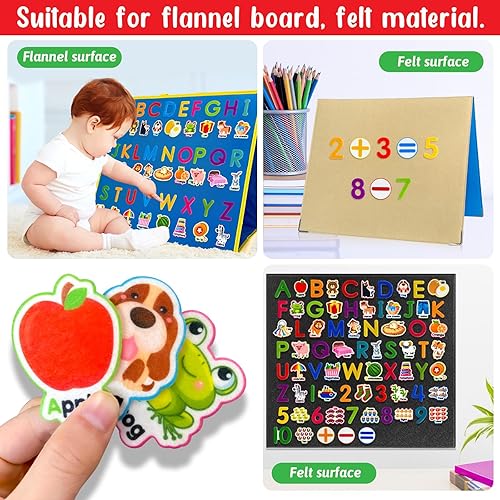 Miniatura 3 de Letras y números de aprendizaje de fieltro, 75 tableros de fieltro para tablero de franela, alfabeto ABC para niños pequeños, jardín de infantes,