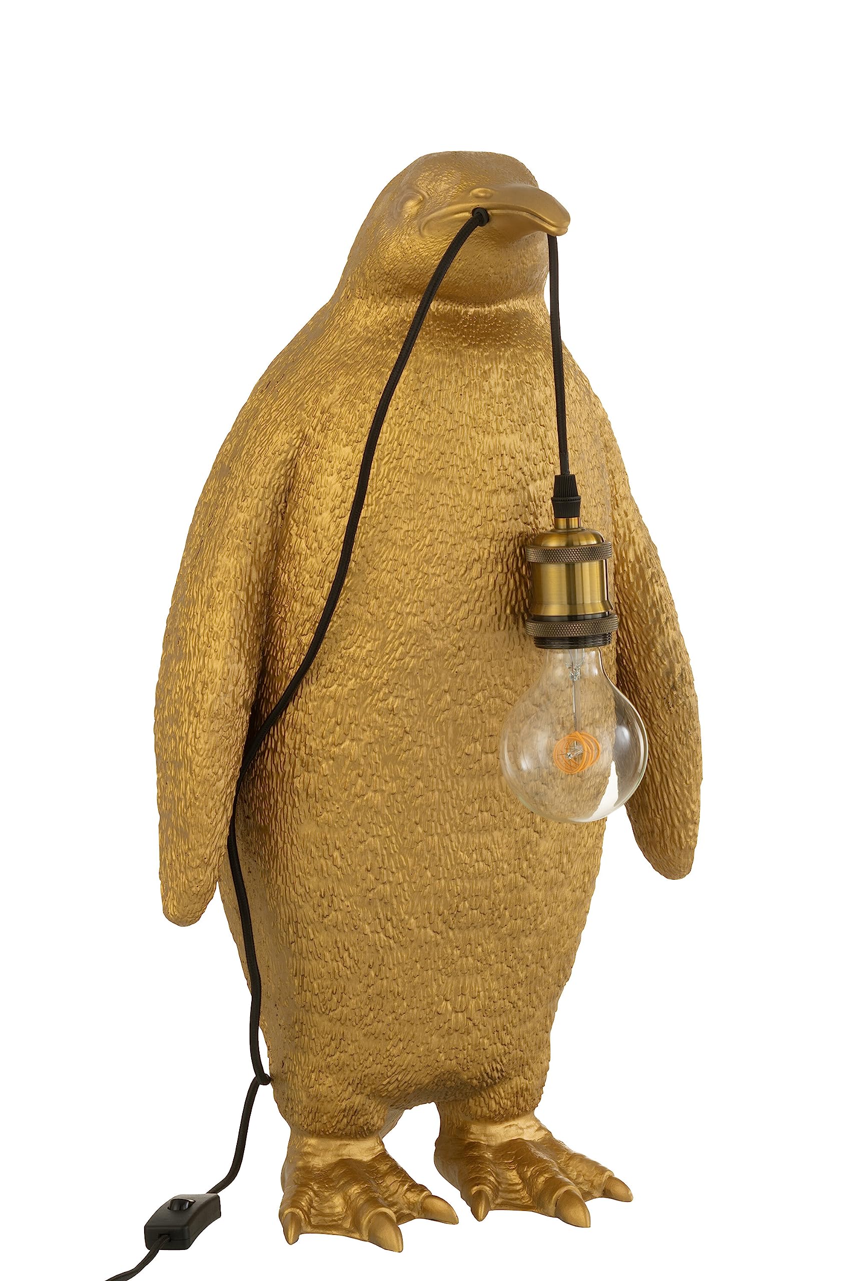 J-Line Lampada da tavolo a forma di pinguino, in resina, dorata, grande
