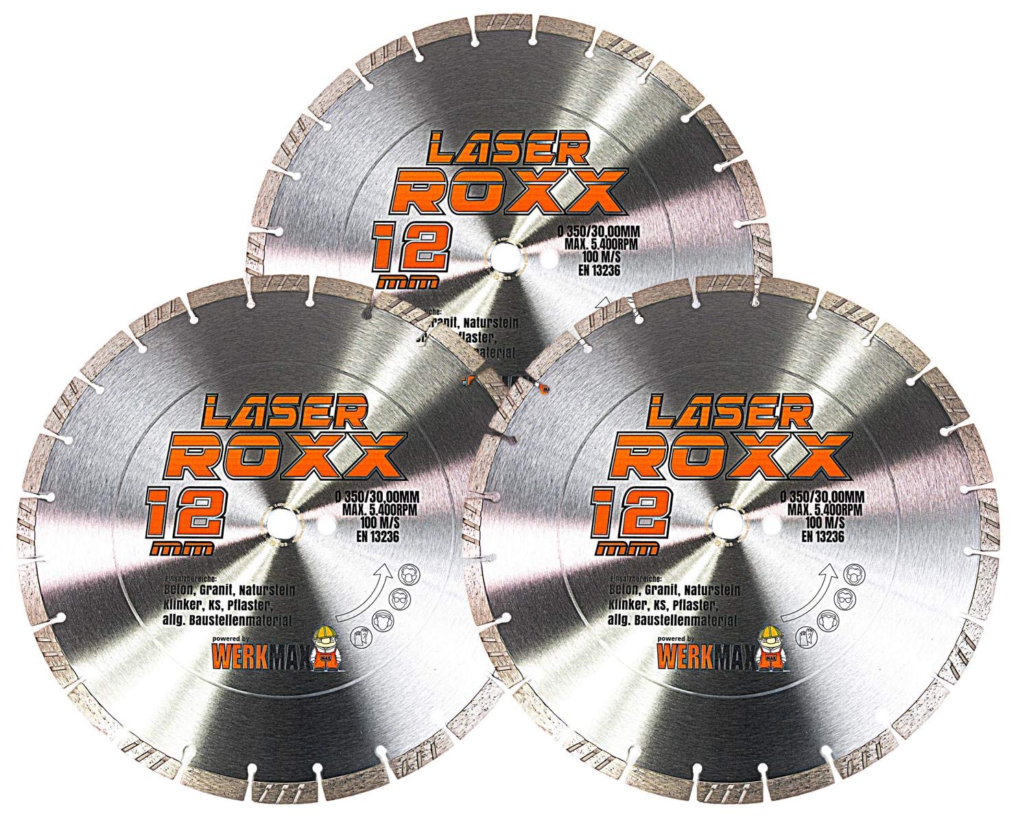 Juego de 3 discos de diamante de 350 x 30,0 mm