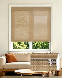 Allesin zen No Drill Cordless Bamboo Roman Shades, Light Filtering 27" W x 48" H, Brown