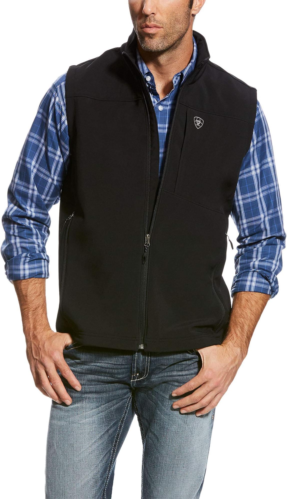 ARIATMens Vernon 2.0 Softshell Vest Athletic Outerwear Casual Full Zip - Black