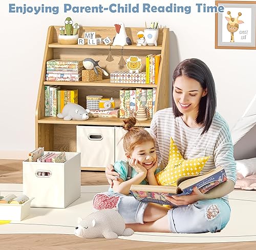 Miniatura 4 de Estantería infantil y organizador de juguetes, estantería de madera para niños, estantería Montessori para niños pequeños con 3 cajones móviles,