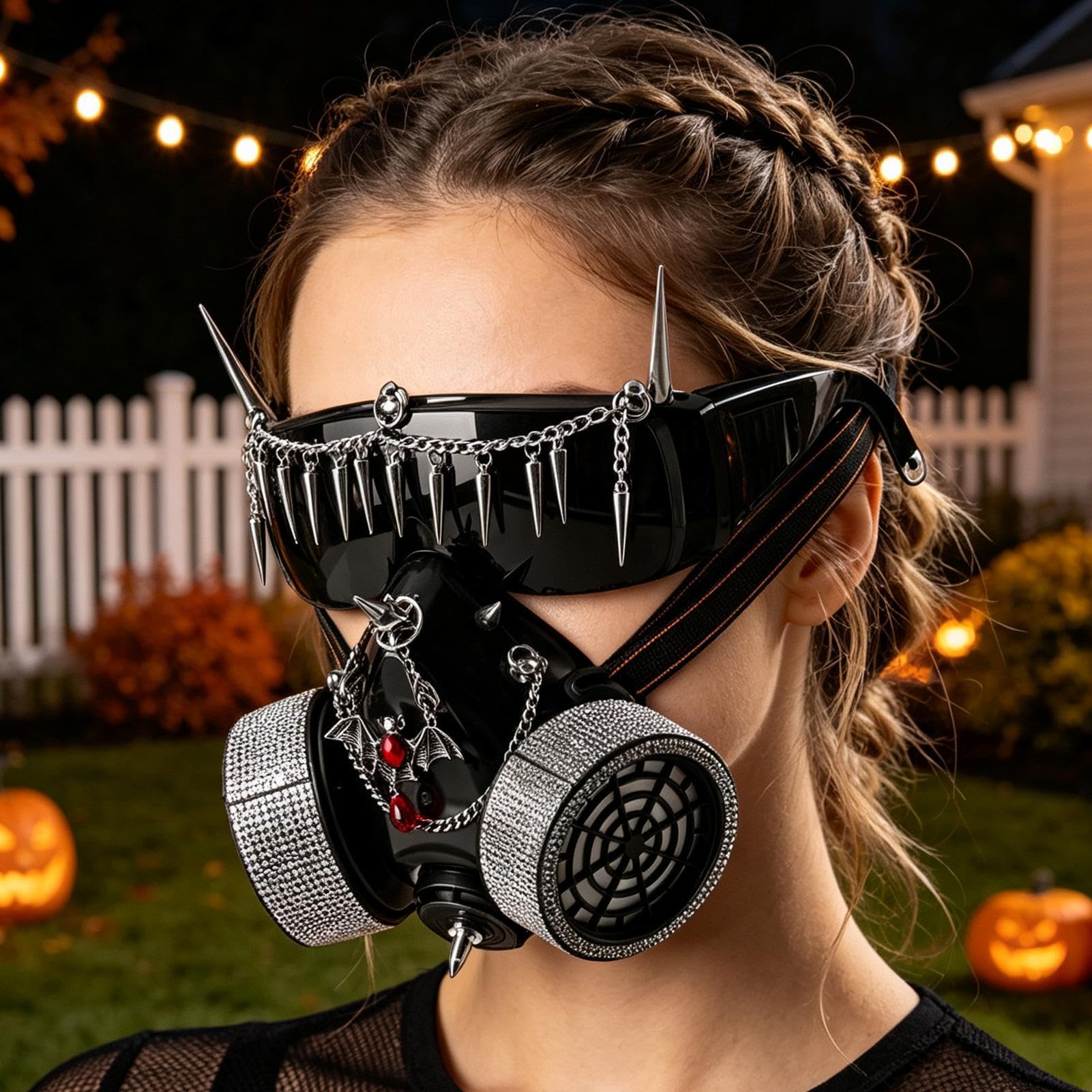 Punkowa Osłona Twarzy Z Gotyk Steampunk Akcesoria Kostiumowe | Halloweenowe Okulary Gazowe Do Odgrywania Ról Dla Kobiet Mężczyzn Na Scenę Bar Imprezę Festiwal Muzyczny Film