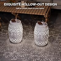 Vista 6 de VINGLI Outdoor Iron Side Table, Patio End Table Anti-Rust Metal Round Drum Garden Stool Plant Stand Indoor Iron Accent Table for Patio Deck Porch