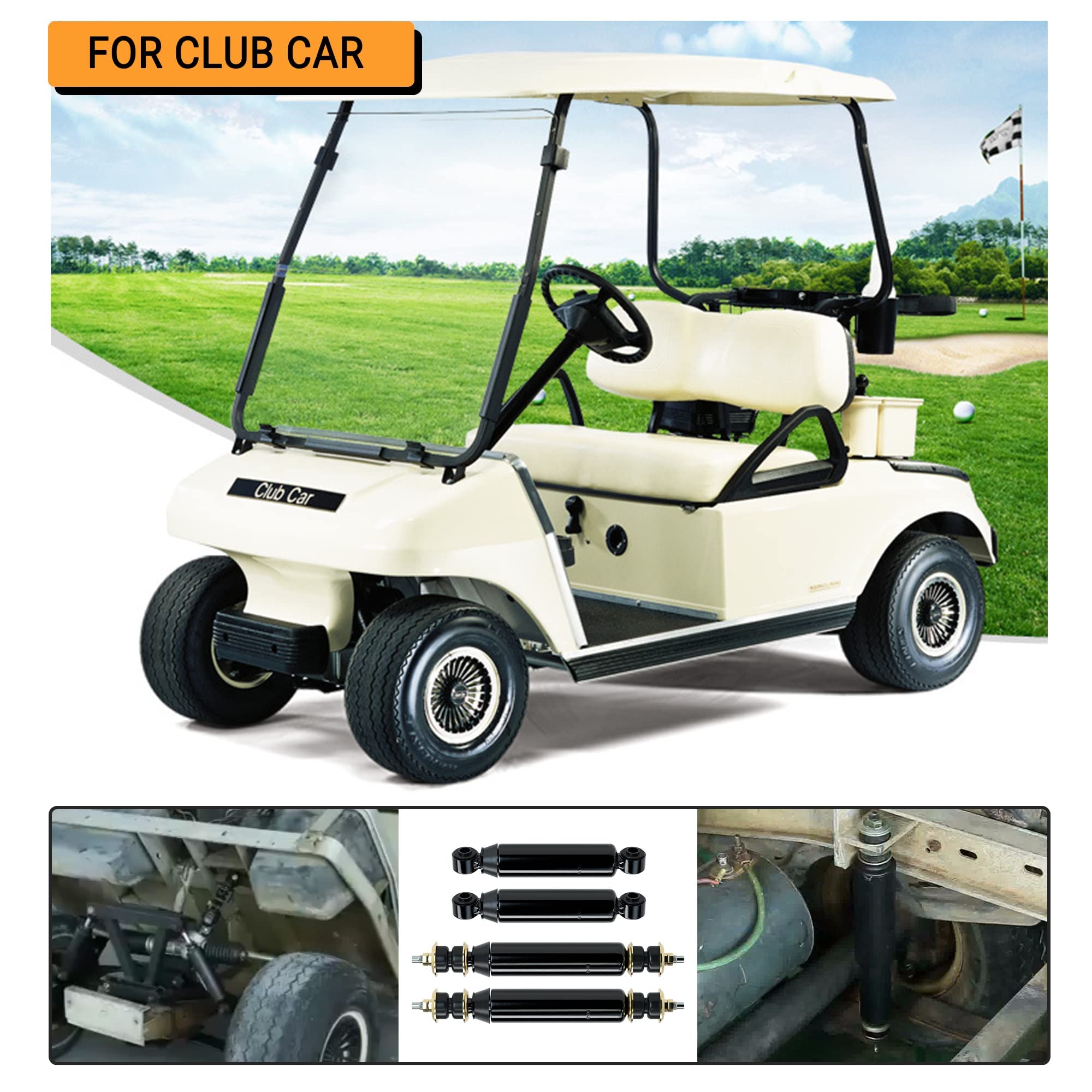 10L0L 4 Stück Golf Cart Stoßdämpfer für Club Car DS 1981-up, Precedent 2004-up, Tempo 2018-up Gas & Elektro, vorne hinten Stoßdämpfer ersetzen OEM 1014235 1015813 1010991 1012183 1014236 1013164