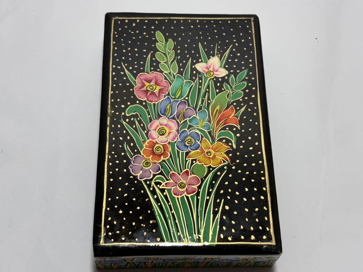 IKa Handmade Paper Mache Decorative Box, Multicolour, Traditional Jewelry Storage, 5×8 Inches, Gift Packaging, Durable Reusable