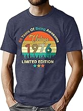 50th Birthday T-Shirts Men Vintage 1976 Shirt Mens 50th Birthday Graphic Gifts Tops
