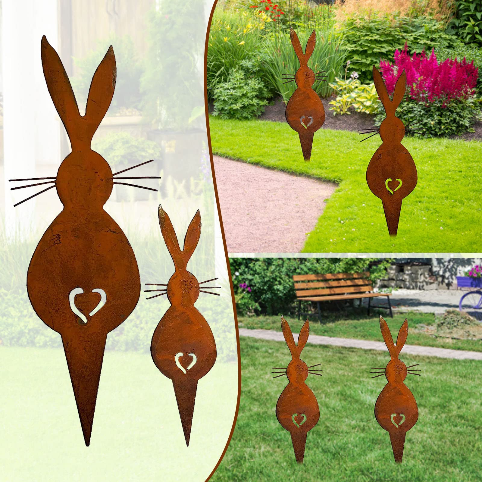 shallyong 3 stuks paasdecoratie voor buiten, paashaas, tuinsteker